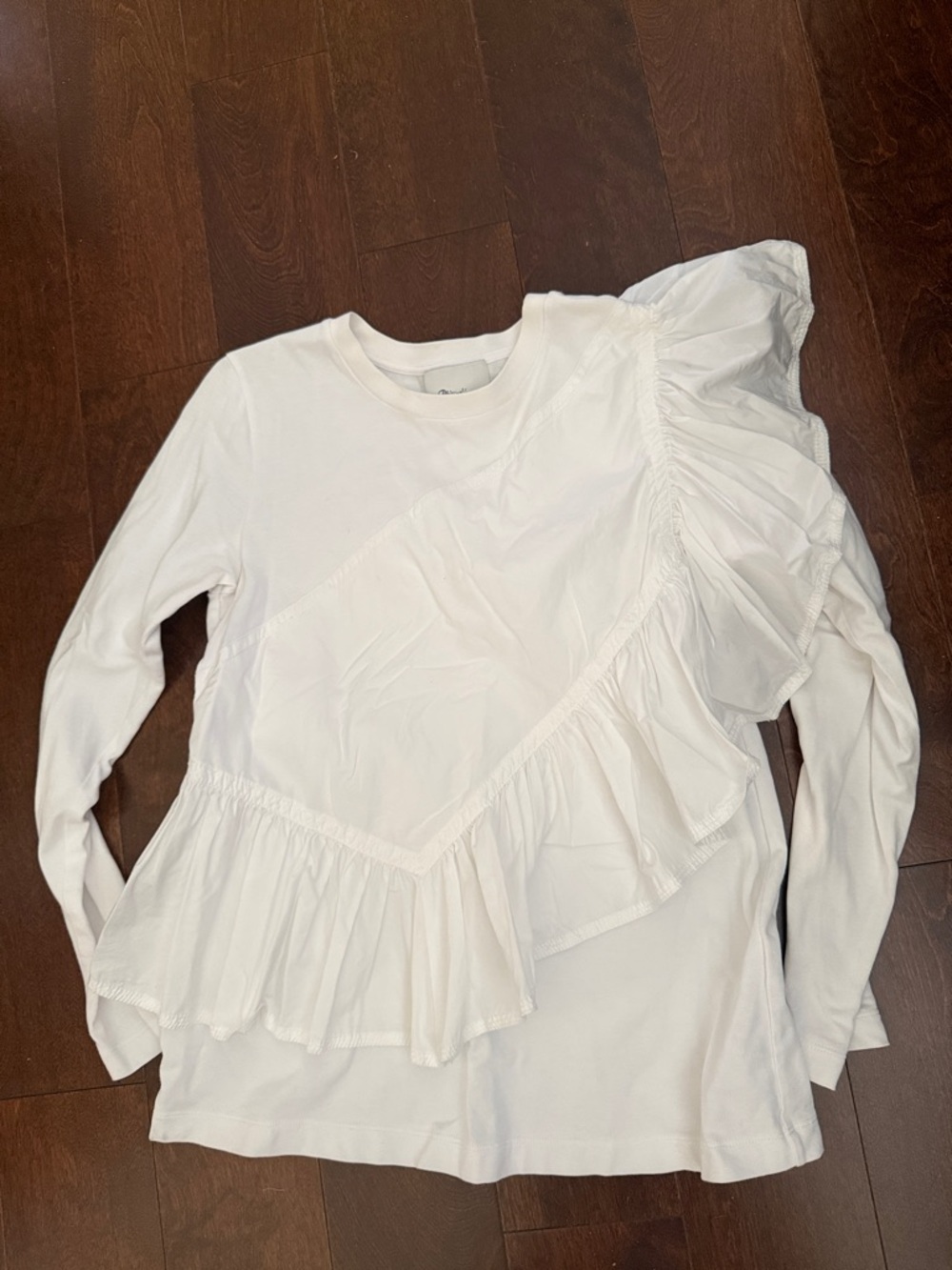 3.1 Phillip Lim white Crewneck Top with Subtle Stitch Detail